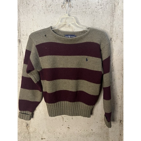 Ralph Lauren Other - Ralph Lauren Sweater VTG Sz large gray with purple Crewneck Striped-See Pics